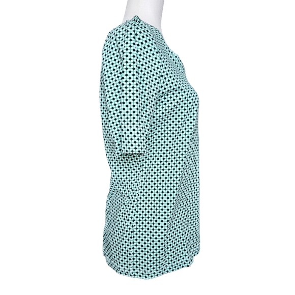 Jones New York Sport cotton green black white top geometric pattern short sleeve - Picture 6 of 11